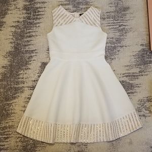 Girls white dress with gold trim